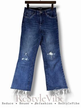 MAC AND ME Women’s Size 4 Denim Jeans Crop High Rise Tummy Control Panel Stretch